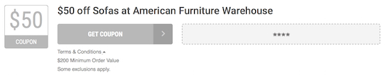 American Furniture Warehouse Offer Terms